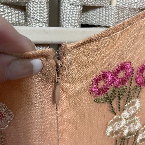 Sundance Tender Moments Dress Size 10 Peach Mesh Embroidered Flowers Sleeveless - Picture 6 of 10